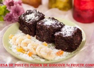 Negresa de post cu pudra de roscove si fructe confiate