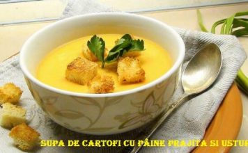 Supa de cartofi cu paine prajita si usturoi