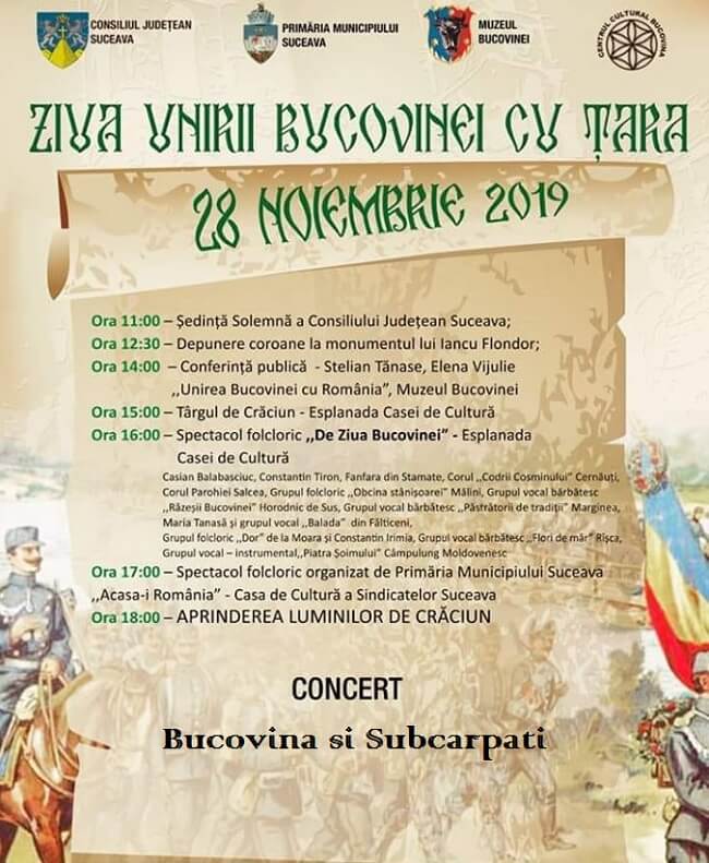 Ziua Bucovinei - 28 Noiembrie 2019